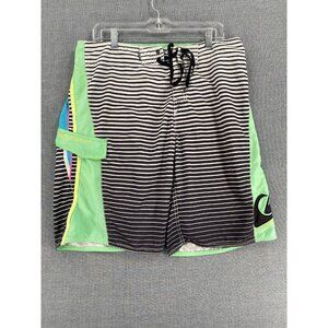 Quiksilver Board Shorts Mens 34 9" Striped Beach Swim Trunks Cargo Style Pocket